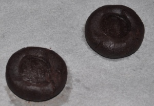Chocolate cookies with thumbprints